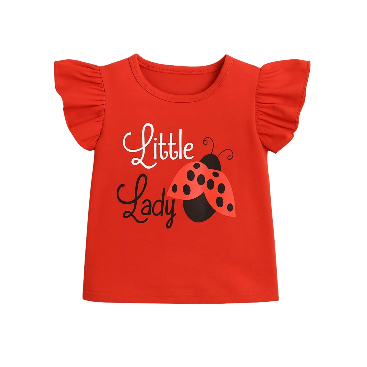 Summer Girl's Adorable Ladybug Outfit 2pcs Set for Baby Girls Sleeveless T-Shirt + Causal Shorts Infant Newborn Baby Girl Clothes