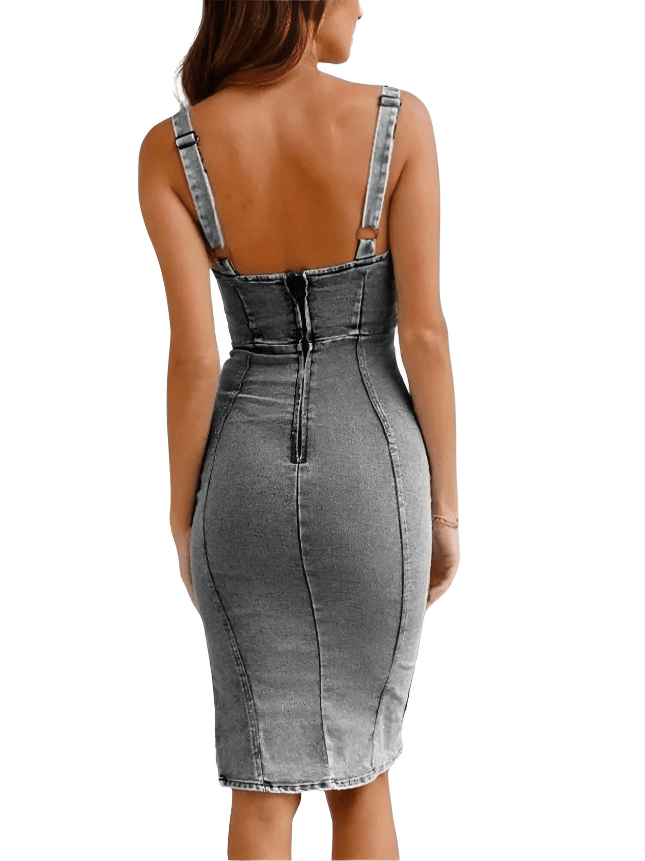 Summer U Neck Women's Tight Denim Dress Fashion Slim Fit Wrap Hip Retro Female Party Sexy Split Denim Dresses, Drestiny, Knee Length Dresses, Fitted Denim Dress, Blue Denim Dress, Black Denim Dress, Sleeveless, S, M, L, XL, XXL, 2XL, United States, USA, Australia, New Zealand, United Kingdom, UK, women's bodycon denim dress, tight denim mini dress, fitted denim dress, women's slim fit denim dress, stretch denim dress, shopdrestiny.com