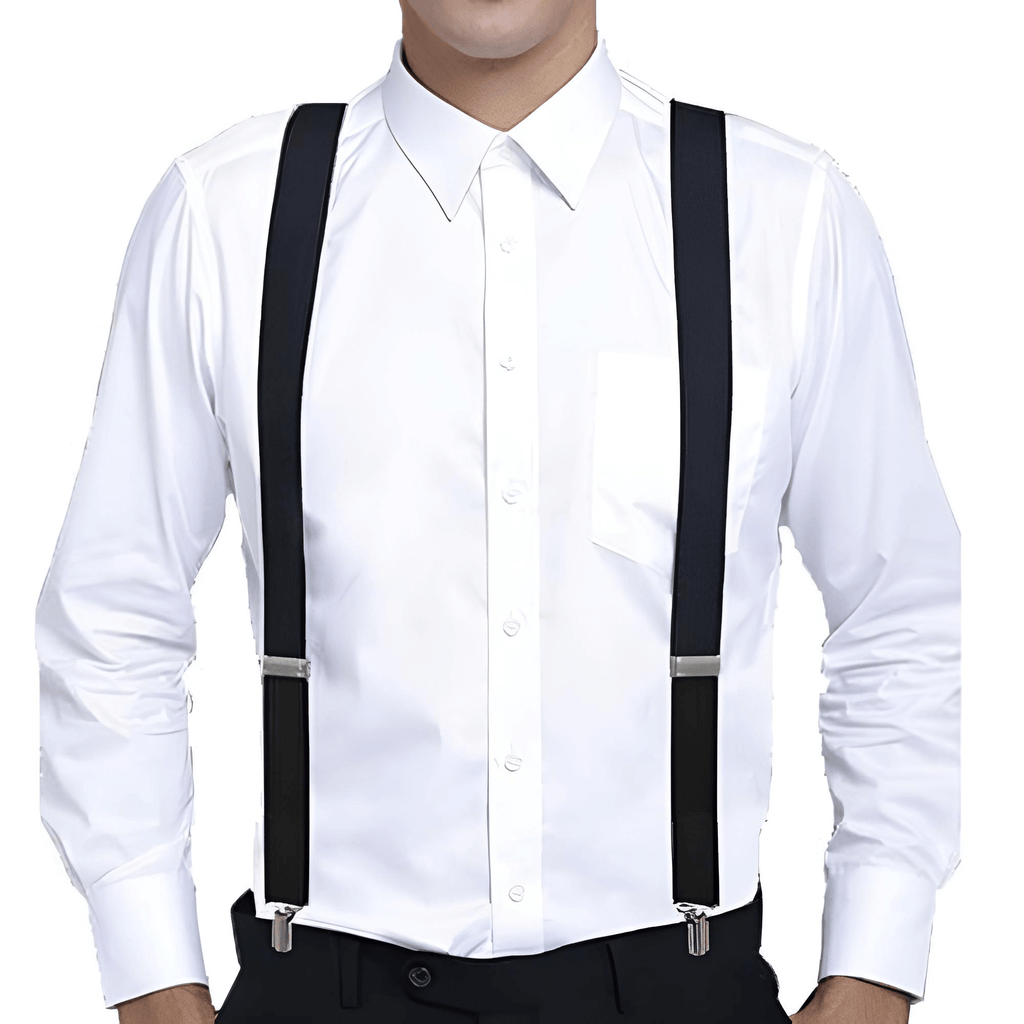 Black Suspenders With Metal Clip On Braces
