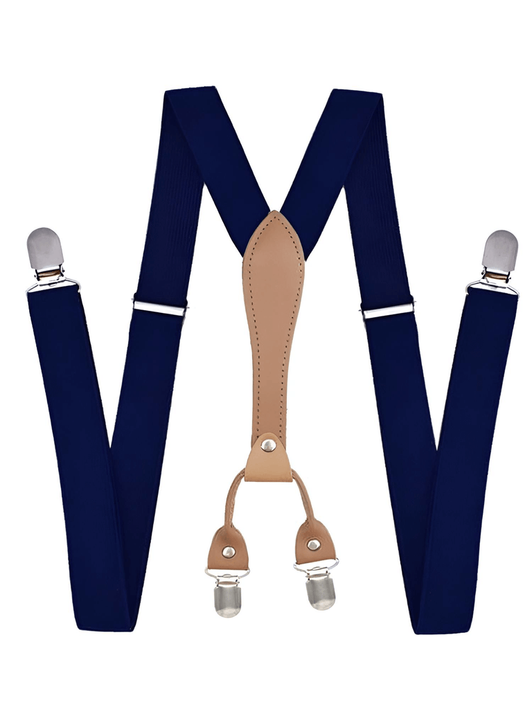 Dark Blue Suspenders With Metal Clip On Braces