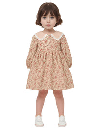 Thumbnail for Sweet Girl's Long-Sleeve Vintage Dress Baby Girls Doll Collar Dress Children's Dress, Drestiny, Dresses, Midi Dresses, Long Sleeves, 2T, 3T, 4T, 5T, 6T, United States, USA, Canada, Australia, New Zealand, United Kingdom, UK, girls vintage dress, long sleeve girls dress, prairie dress for girls, girls cottagecore dress, girls floral dress long sleeve, vintage style dress girls, long sleeve girls frock, children's prairie dress, girls smocked dress long sleeve, brown, blue, red, white, shopdrestiny.com