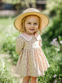 Thumbnail for Sweet Girl's Long-Sleeve Vintage Dress Baby Girls Doll Collar Dress Children's Dress, Drestiny, Dresses, Midi Dresses, Long Sleeves, 2T, 3T, 4T, 5T, 6T, United States, USA, Canada, Australia, New Zealand, United Kingdom, UK, girls vintage dress, long sleeve girls dress, prairie dress for girls, girls cottagecore dress, girls floral dress long sleeve, vintage style dress girls, long sleeve girls frock, children's prairie dress, girls smocked dress long sleeve, brown, blue, red, white, shopdrestiny.com