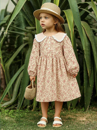 Thumbnail for Sweet Girl's Long-Sleeve Vintage Dress Baby Girls Doll Collar Dress Children's Dress, Drestiny, Dresses, Midi Dresses, Long Sleeves, 2T, 3T, 4T, 5T, 6T, United States, USA, Canada, Australia, New Zealand, United Kingdom, UK, girls vintage dress, long sleeve girls dress, prairie dress for girls, girls cottagecore dress, girls floral dress long sleeve, vintage style dress girls, long sleeve girls frock, children's prairie dress, girls smocked dress long sleeve, brown, blue, red, white, shopdrestiny.com