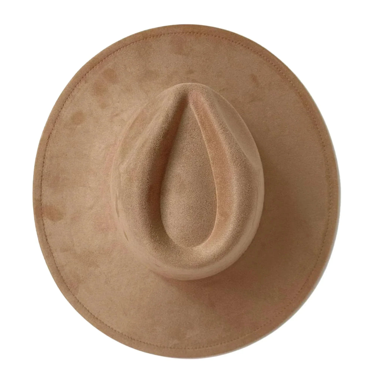 Tan fedora hat on a white background
