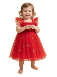 Thumbnail for Toddler Christmas Tutu Dress Baby Girl Sleeveless Layered Tulle Dress Little Girl Princess Dresses Christmas Outfit Size 6M-4Y