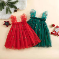 Thumbnail for Toddler Christmas Tutu Dress Baby Girl Sleeveless Layered Tulle Dress Little Girl Princess Dresses Christmas Outfit Size 6M-4Y