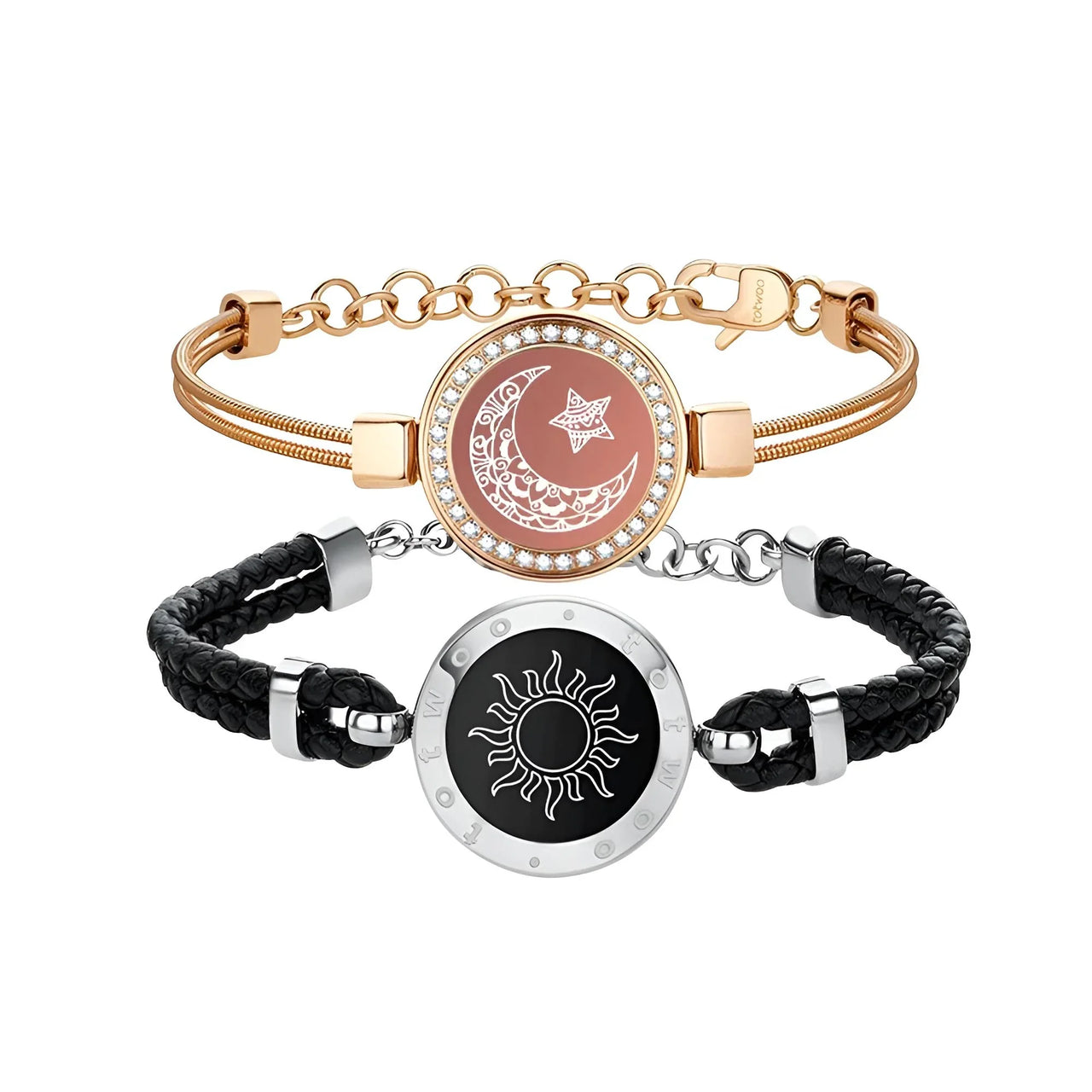 Touch Light Up & Vibrate Long Distance Love Bracelets For Couples Long Distance Relationship Gifts Smart Sun & Moon Love Bracelets, Drestiny, Gifts, Long Distance Relationships, Drestiny, Bracelets, Sets, Couple Bracelets, United States, Australia, United Kingdom, Black, Gold, Silver, shopdrestiny.com