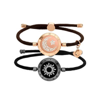 Thumbnail for Bracelet with rose gold and black components featuring celestial designs on a white background