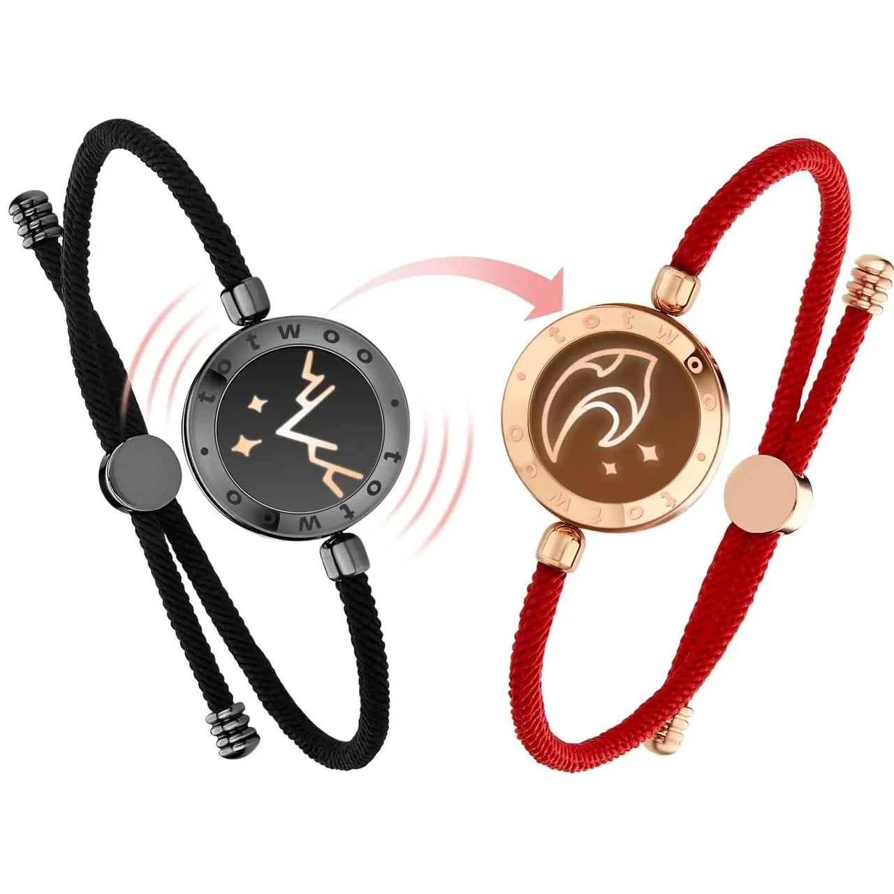 Touch Light Up & Vibrate Long Distance Love Bracelets For Couples Long Distance Relationship Gifts Smart Sun & Moon Love Bracelets