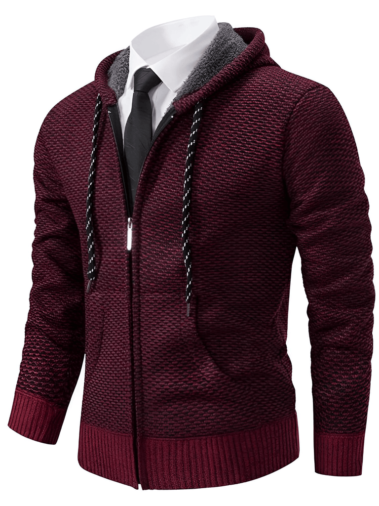 Trendy Knit Wine Red Cardigan Sweater Coats For Men