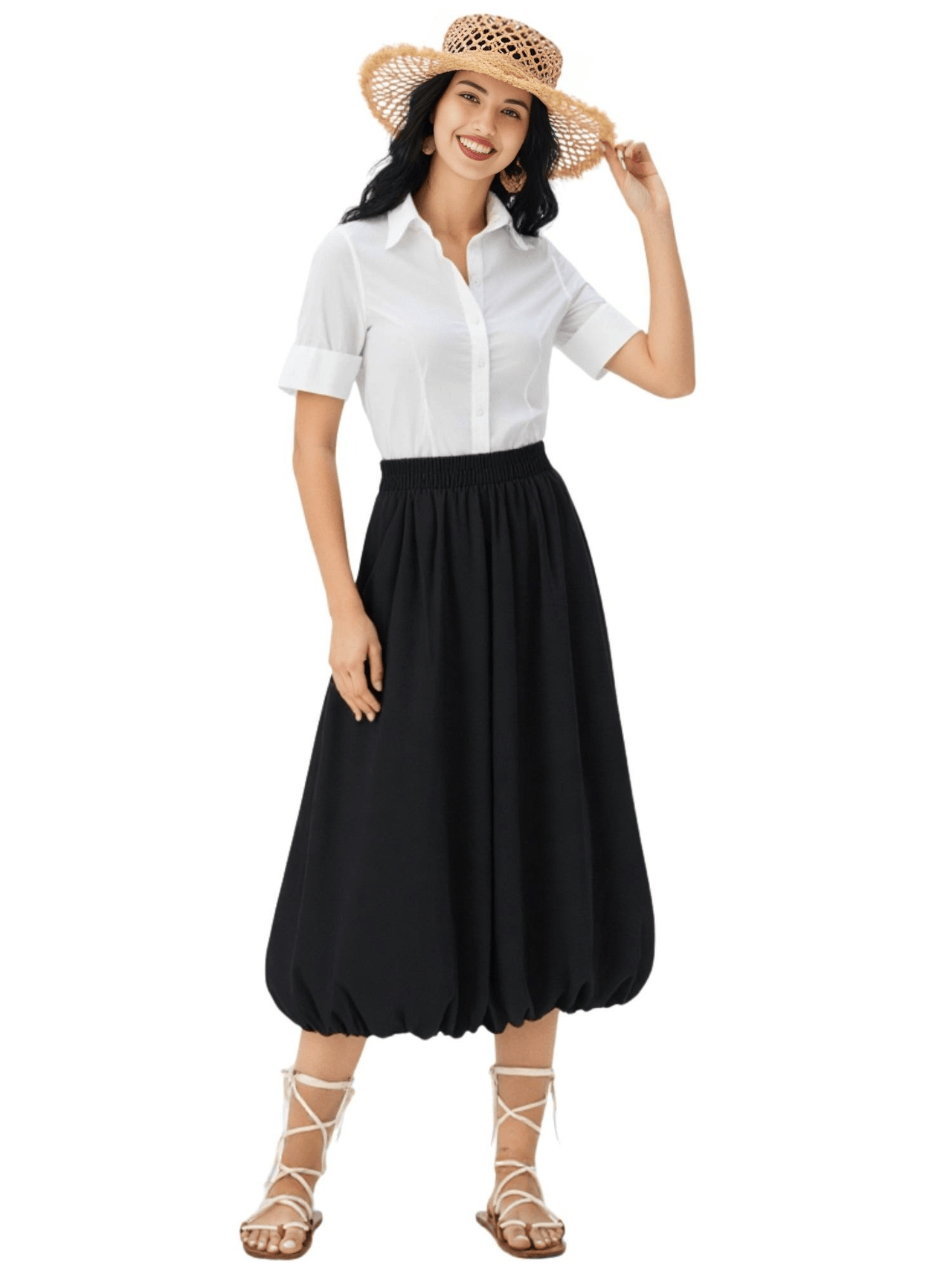 Trendy Fashion Solid Color A-line Skirt Women's Mid-Length High Waist Skirts -, Skirts , Drestiny , Australia, Black, FR, Green, Grey, Khaki, Light Purple, New Zealand, Skirts, United Kingdom, United States, White , Drestiny , www.shopdrestiny.com