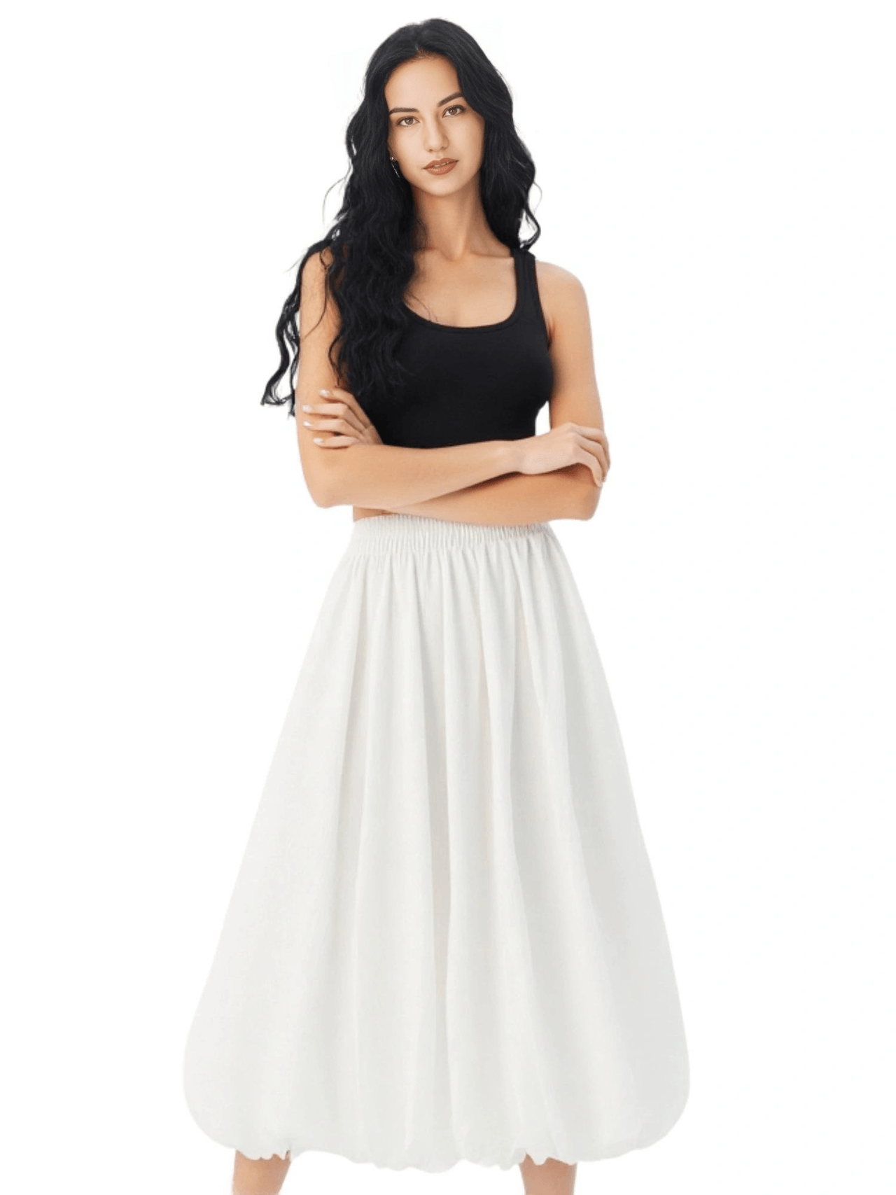 Trendy Fashion Solid Color A-line Skirt Women's Mid-Length High Waist Skirts -, Skirts , Drestiny , Australia, Black, FR, Green, Grey, Khaki, Light Purple, New Zealand, Skirts, United Kingdom, United States, White , Drestiny , www.shopdrestiny.com