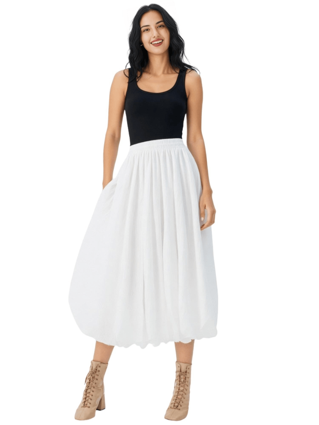 Trendy Fashion Solid Color A-line Skirt Women's Mid-Length High Waist Skirts -, Skirts , Drestiny , Australia, Black, FR, Green, Grey, Khaki, Light Purple, New Zealand, Skirts, United Kingdom, United States, White , Drestiny , www.shopdrestiny.com