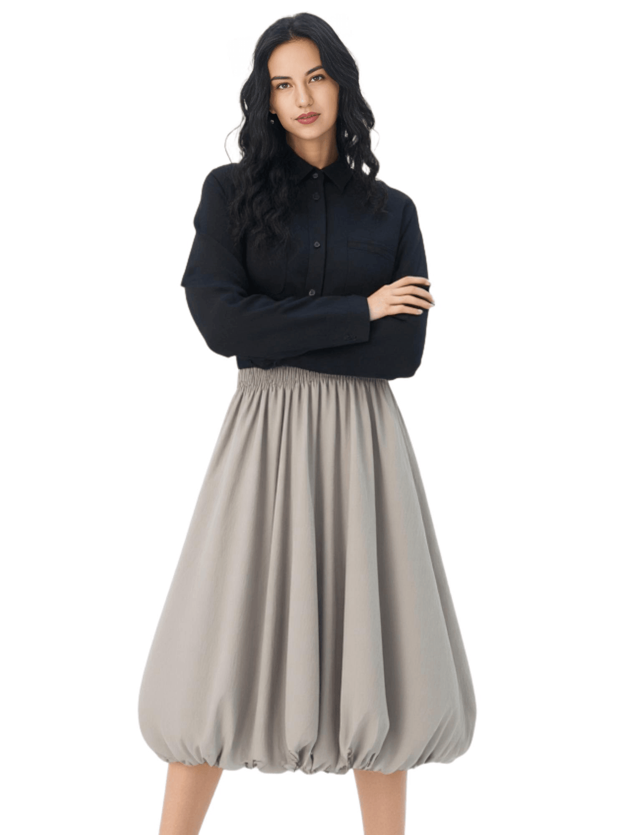Trendy Fashion Solid Color A-line Skirt Women's Mid-Length High Waist Skirts -, Skirts , Drestiny , Australia, Black, FR, Green, Grey, Khaki, Light Purple, New Zealand, Skirts, United Kingdom, United States, White , Drestiny , www.shopdrestiny.com