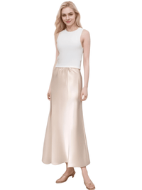 Thumbnail for Trendy High Waist A Line Long Satin Skirts For Women -, Skirts, Drestiny, Australia, Brown, Chocolate, Grey, Black, Beige, Dark Green, Army Green, Navy Blue, Blue Grey, Wine Red, Champagne, FR, Grey, L, M, New Zealand, S, Skirts, United Kingdom, United States, XL, Drestiny, long satin skirt, satin maxi skirt, silk satin skirt, satin slip skirt maxi, champagne satin maxi skirt, www.shopdrestiny.com