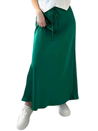 Thumbnail for Trendy High Waist A Line Long Satin Skirts For Women -, Skirts, Drestiny, Australia, Brown, Chocolate, Grey, Black, Beige, Dark Green, Army Green, Navy Blue, Blue Grey, Wine Red, Champagne, FR, Grey, L, M, New Zealand, S, Skirts, United Kingdom, United States, XL, Drestiny, long satin skirt, satin maxi skirt, silk satin skirt, satin slip skirt maxi, dark green satin maxi skirt, www.shopdrestiny.com