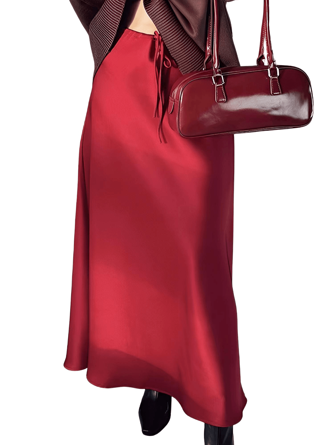 Trendy High Waist A Line Long Satin Skirts For Women -, Skirts, Drestiny, Australia, Brown, Chocolate, Grey, Black, Beige, Dark Green, Army Green, Navy Blue, Blue Grey, Wine Red, Champagne, FR, Grey, L, M, New Zealand, S, Skirts, United Kingdom, United States, XL, Drestiny, long satin skirt, satin maxi skirt, silk satin skirt, satin slip skirt maxi, red satin maxi skirt, www.shopdrestiny.com