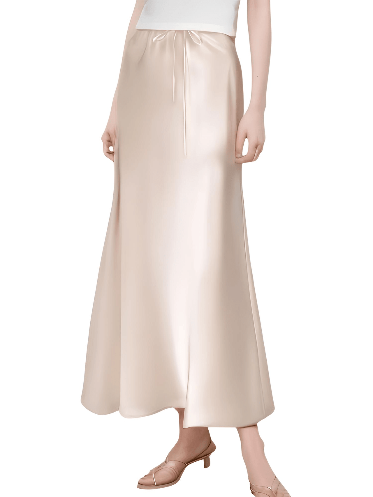 Trendy High Waist A Line Long Satin Skirts For Women -, Skirts, Drestiny, Australia, Brown, Chocolate, Grey, Black, Beige, Dark Green, Army Green, Navy Blue, Blue Grey, Wine Red, Champagne, FR, Grey, L, M, New Zealand, S, Skirts, United Kingdom, United States, XL, Drestiny, long satin skirt, satin maxi skirt, silk satin skirt, satin slip skirt maxi, champagne satin maxi skirt, www.shopdrestiny.com