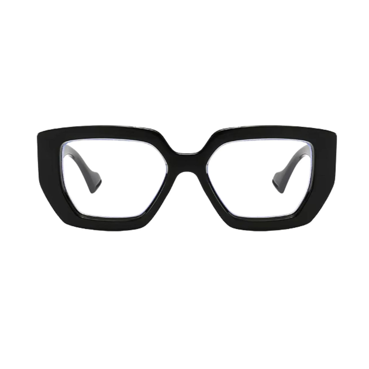 Black eyeglasses on a white background