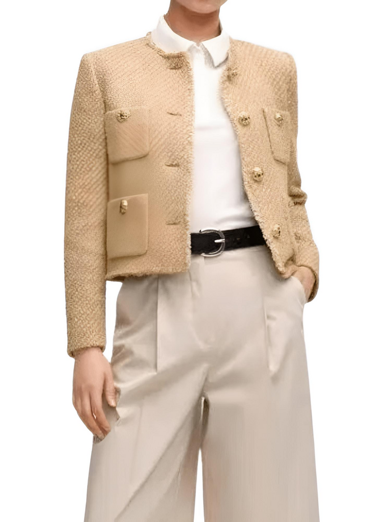 Get your Women's Khaki Tweed Jacket from Drestiny - Free Shipping & Tax Paid! Save up to 50% off - Limited Time Only.