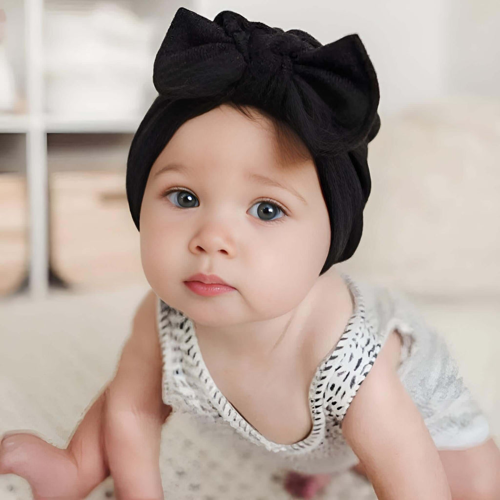 Twist Front Black Hat For Baby Girls