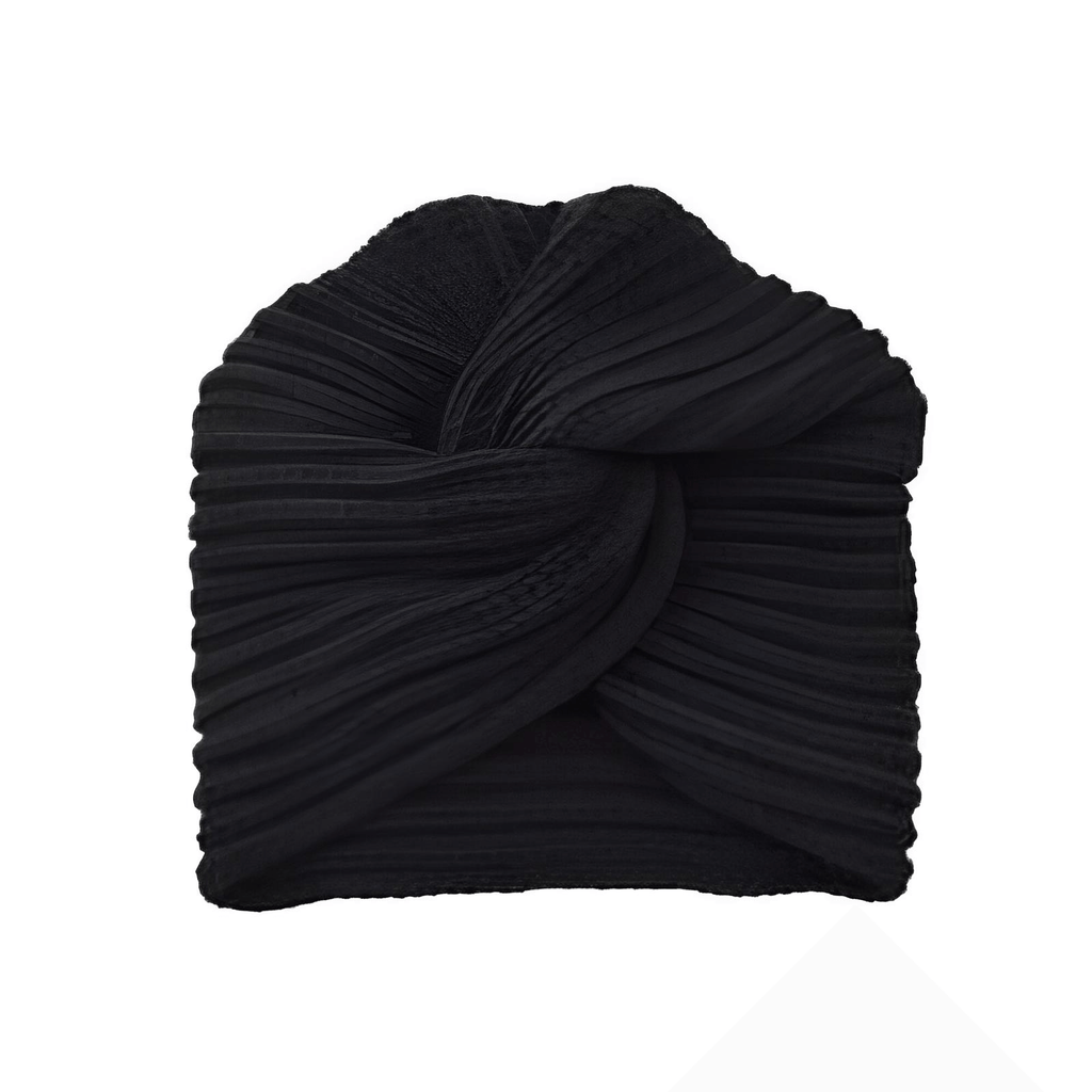 Twisted Knit Bohemian Black Turban Hat