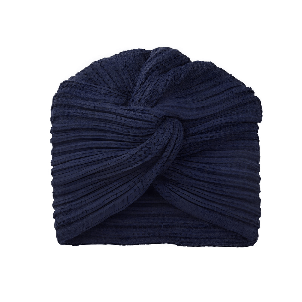 Twisted Knit Bohemian Dark Blue Turban Hat