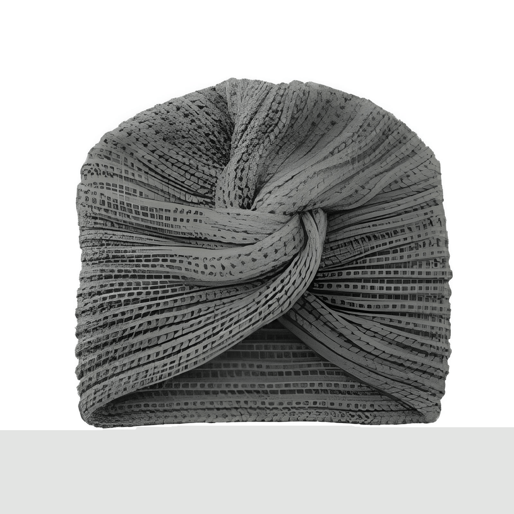 Twisted Knit Bohemian Grey Turban Hat