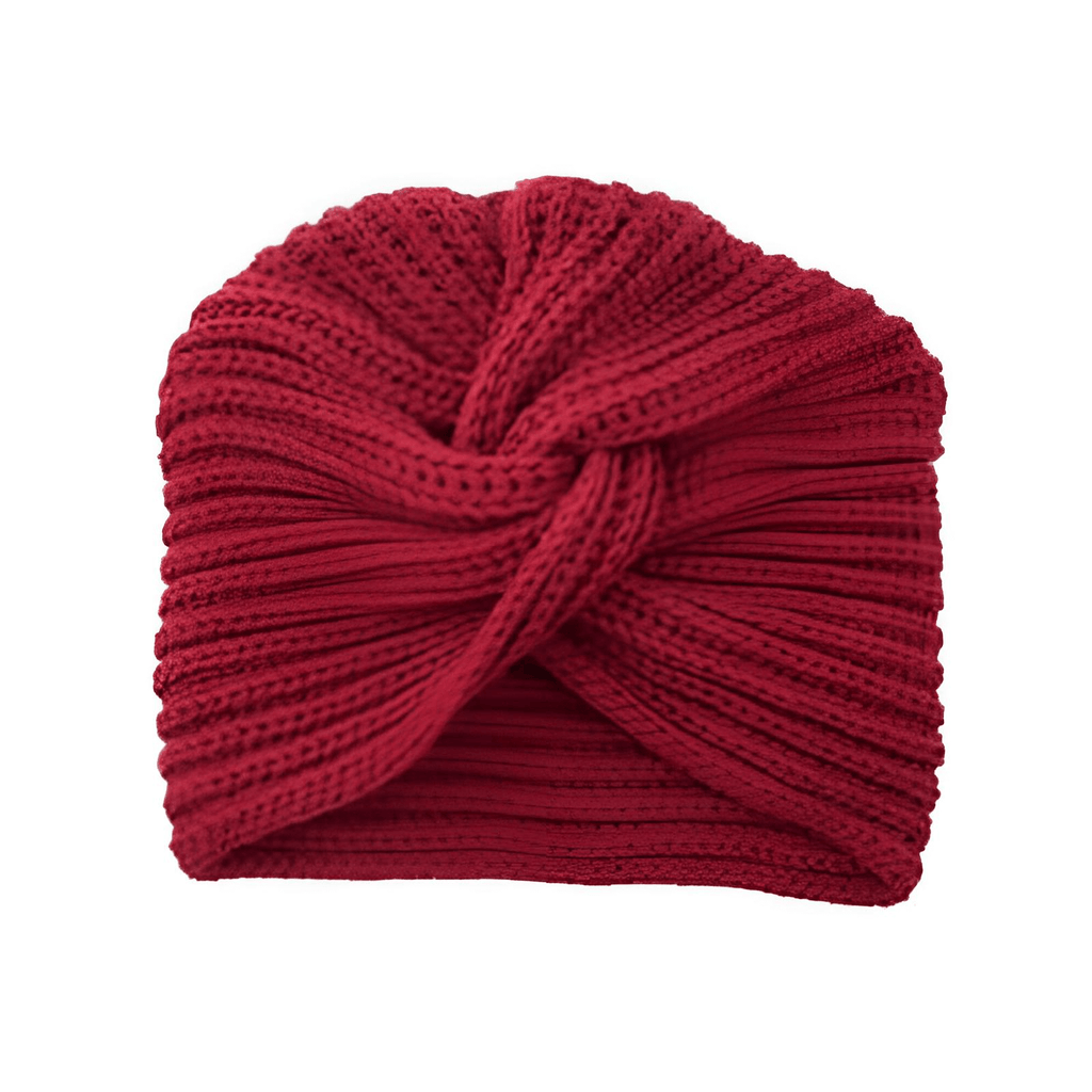 Twisted Knit Bohemian Red Turban Hat