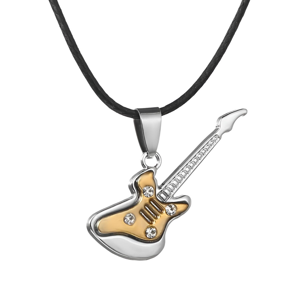 Elevate your style with the Unisex Trendy Leather Chain Gold Guitar Necklace from Drestiny. Benefit from free shipping and tax coverage! Seen on FOX/NBC/CBS. Save up to 50%.