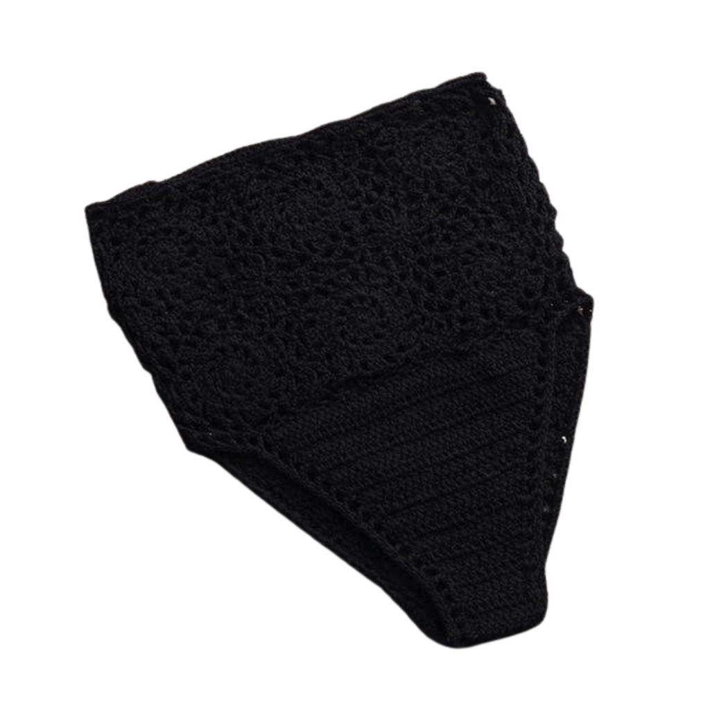 High Neck Black Crochet Bikini Bottoms