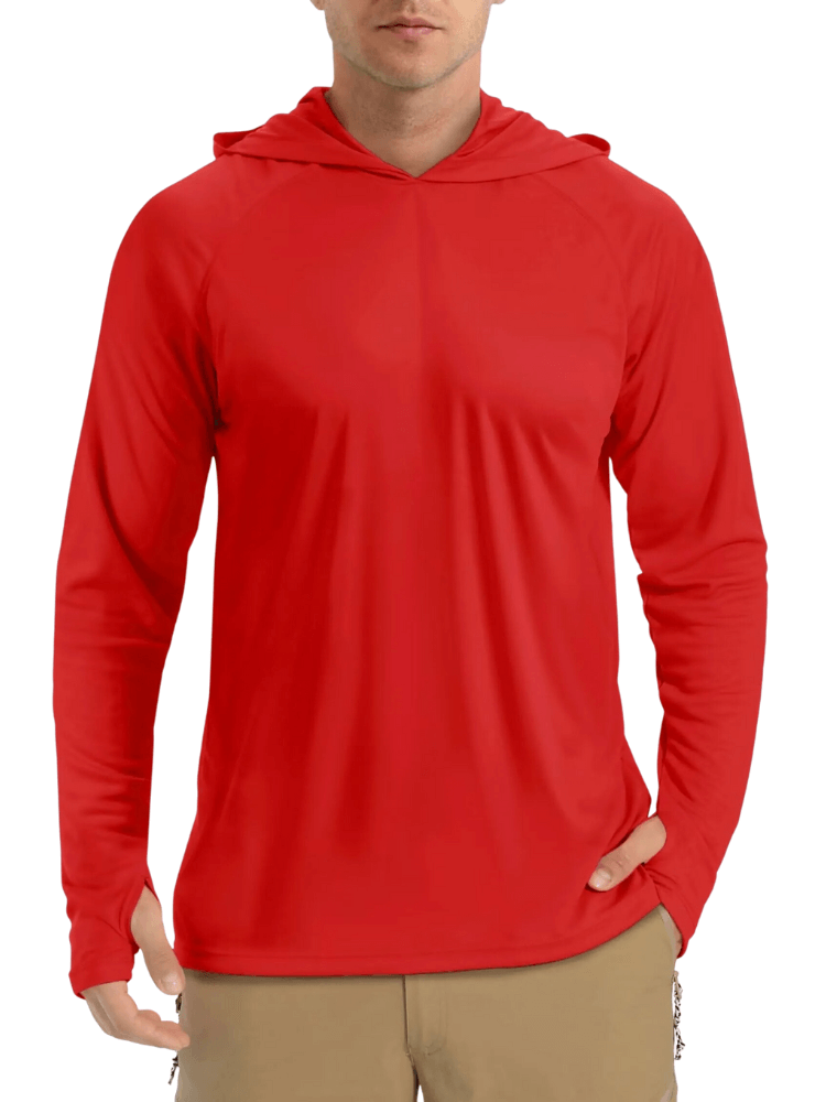 Men's Red Athletic Hoodies Long Sleeves