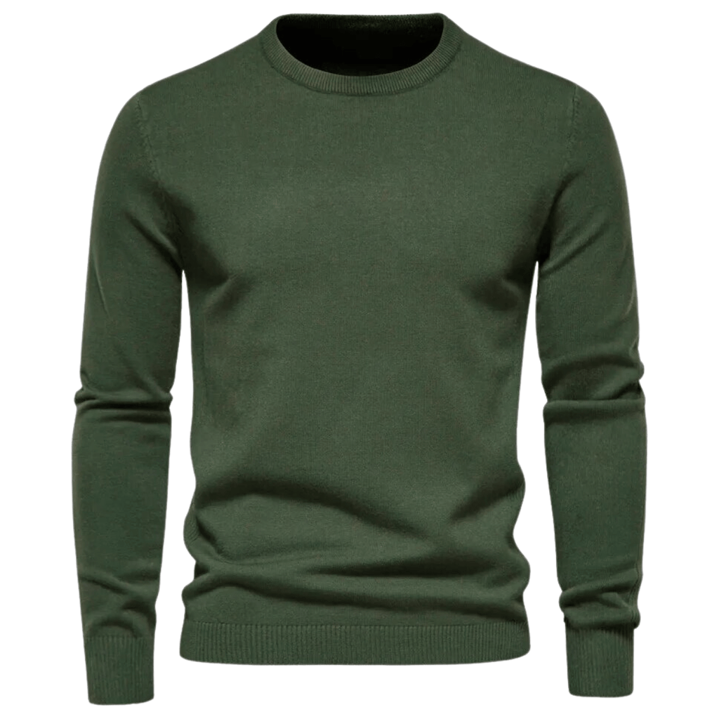 Dark Green O-Neck Pullover Sweater For Men