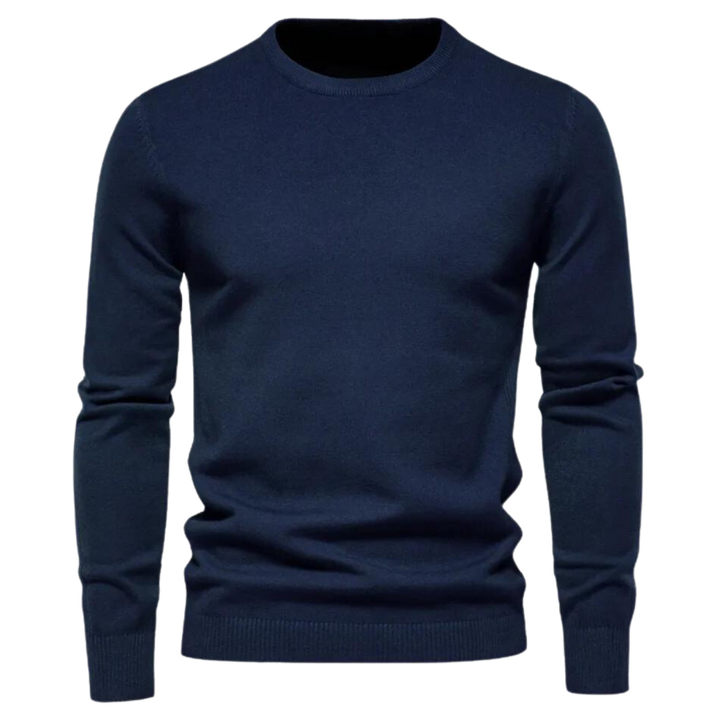 Navy O-Neck Pullover Sweater For Men
