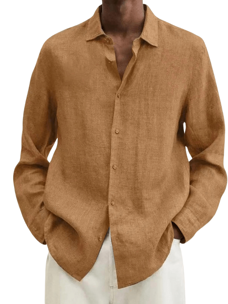 Discover the perfect Men's Brown Khaki Casual Long Sleeve Linen Style Shirts at Drestiny. Enjoy free shipping, tax covered, and savings up to 50% off.