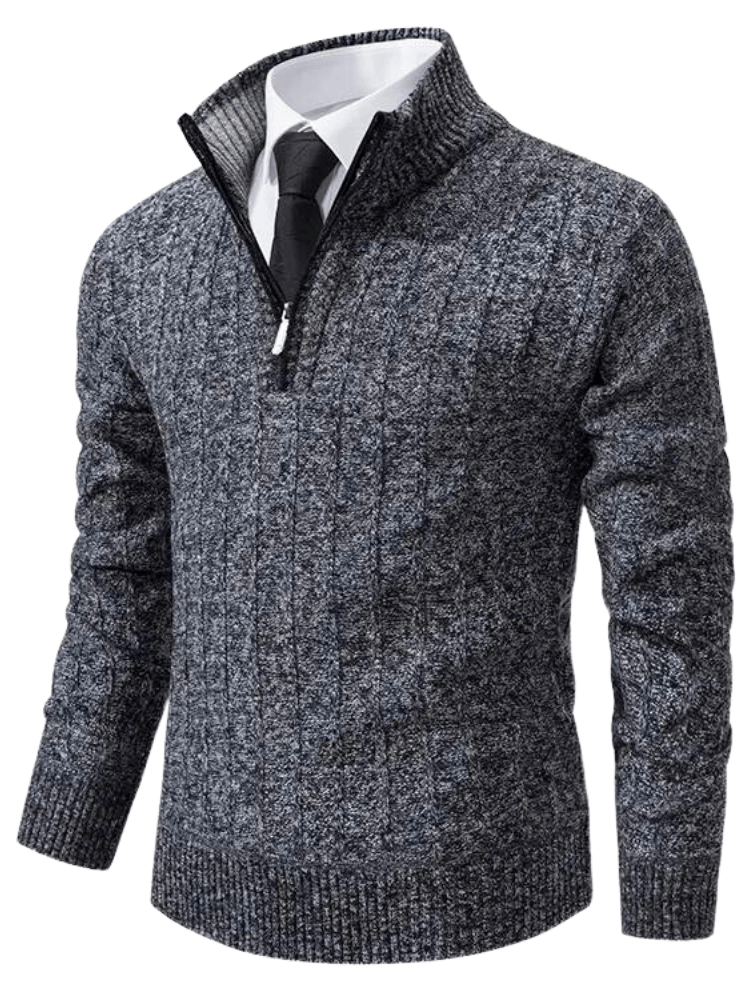 Dark Grey Men's Half High Neck Sweater