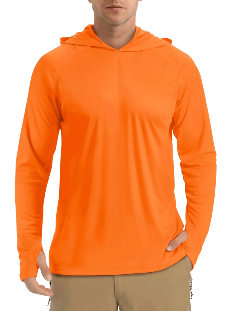 Men's Orange Athletic Hoodies Long Sleeves