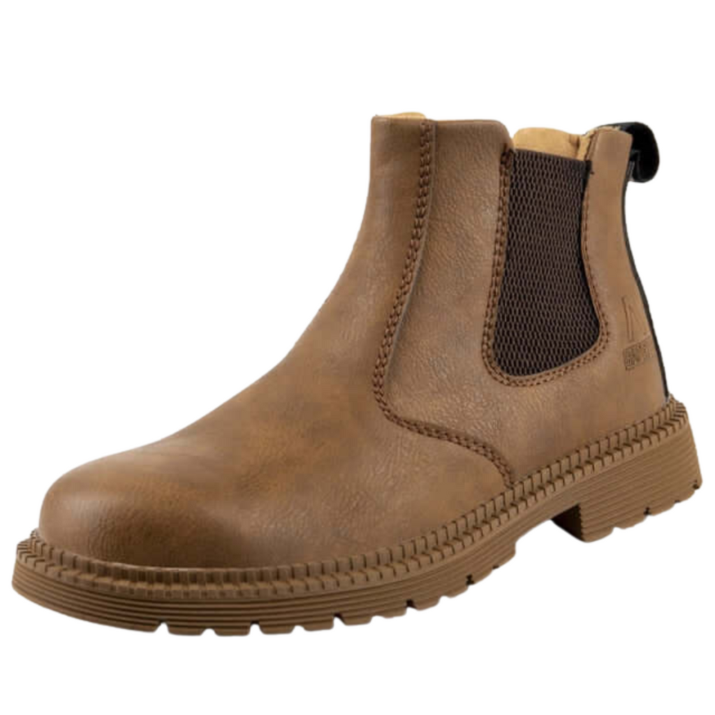 Men's Light Brown Leather Work Boots - Indestructible!