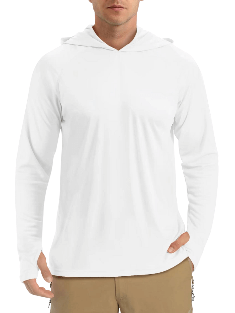 Men's White Athletic Hoodies Long Sleeves