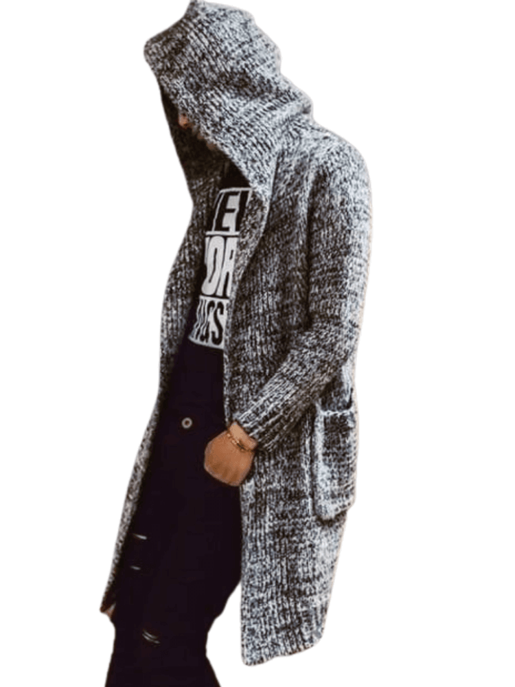 Men's Long Hooded Cardigan Sweater