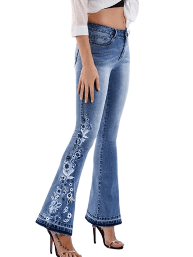 Women's Vintage Floral Flare Jeans