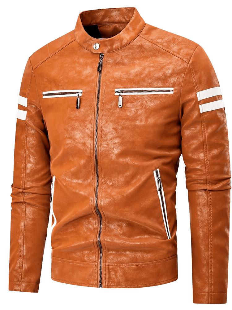 Brown Leather Moto Jacket
