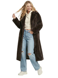 Thumbnail for Vintage Brown Women's Faux Mink Coat X-Long Luxury Faux Fur Coats