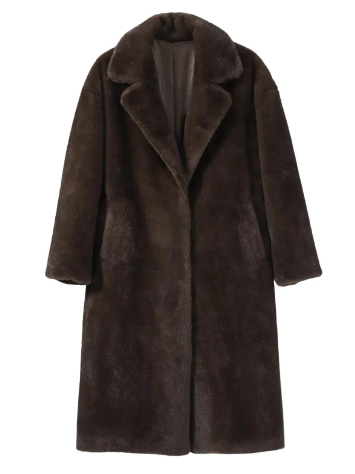 Vintage Brown Women's Faux Mink Coat X-Long Luxury Faux Fur Coats