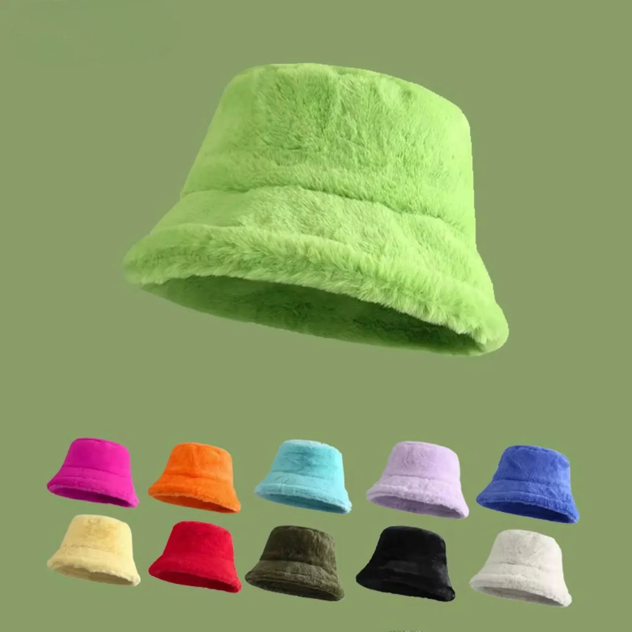Warm Faux Fur Fluffy Bucket Hats Imitation Rabbit Fur Trendy Hats - 24 Colors!