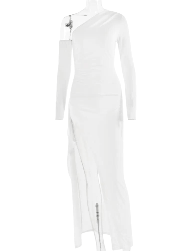 White Long Sleeve Maxi Dress 