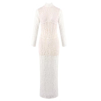 Thumbnail for White lace maxi dress on a white background