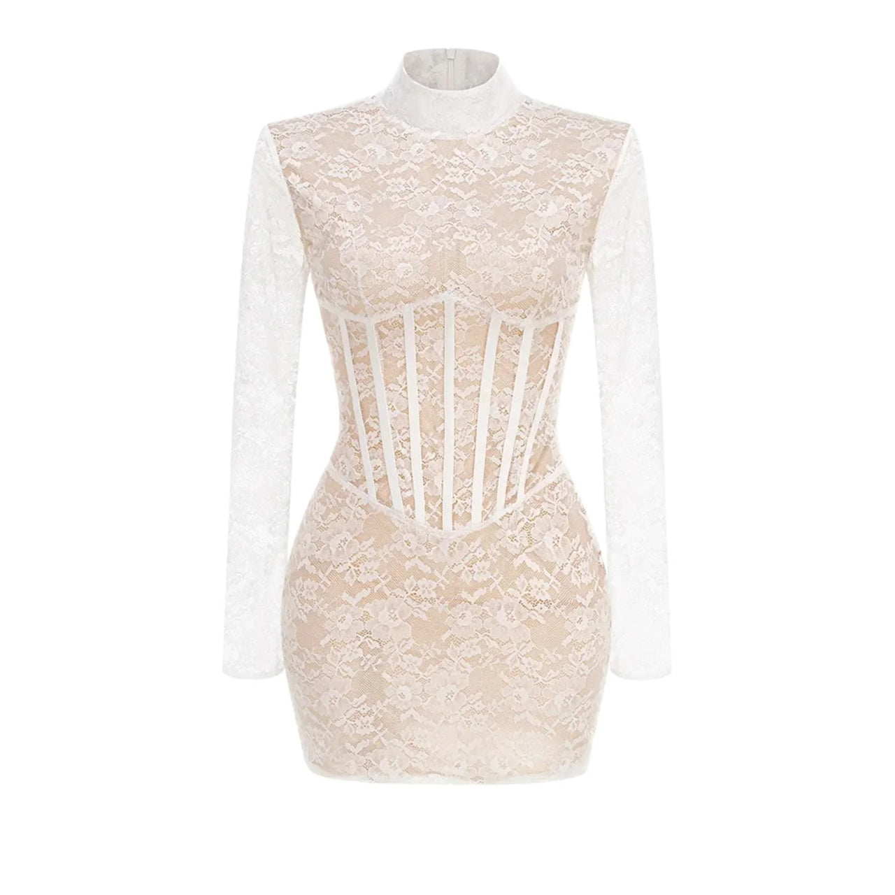 White Lace Corset Mini Dress Sexy Bodycon - Now in Maxi Length Too!