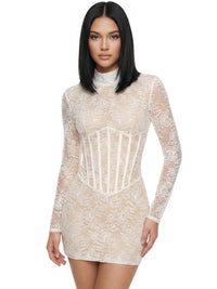 Thumbnail for White Lace Corset Mini Dress Sexy Bodycon - Now in Maxi Length Too!