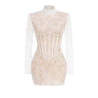 Thumbnail for White Lace Corset Mini Dress Sexy Bodycon - Now in Maxi Length Too!